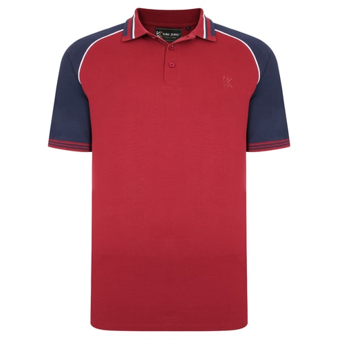 KAM Casual Raglan Tipped Pique Polo Shirt Burgundy